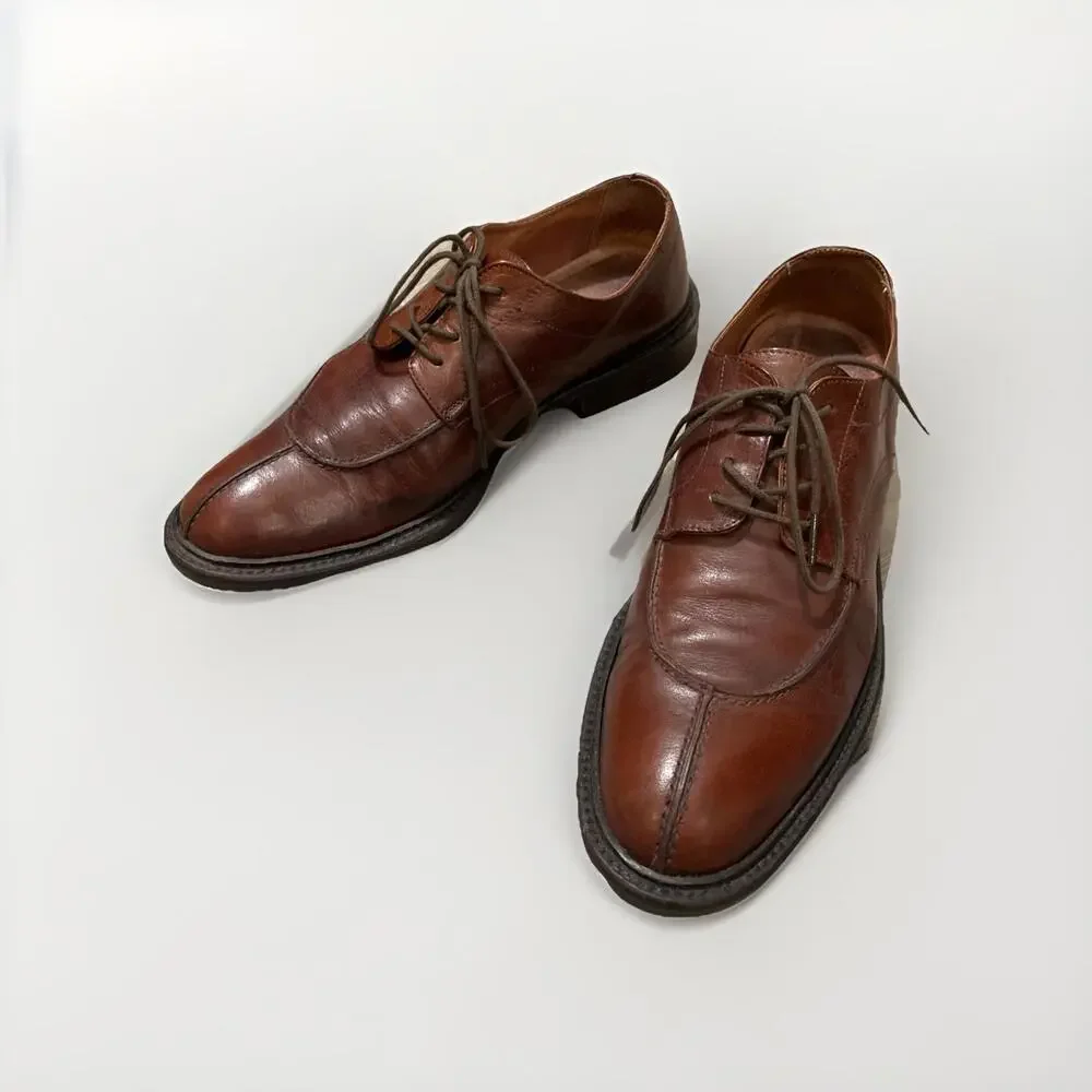 BACCO BUCCI MENS CHILI BROWN DRESS OXFORD SHOES SIZE 10.5 MADE IN ITALY *SCUFFS*